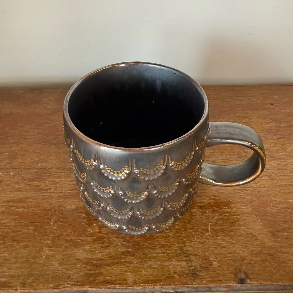 Starbucks Anniversary 2015 Mug Coffee Cup Mermaid 3D Gold Scales Good Condition